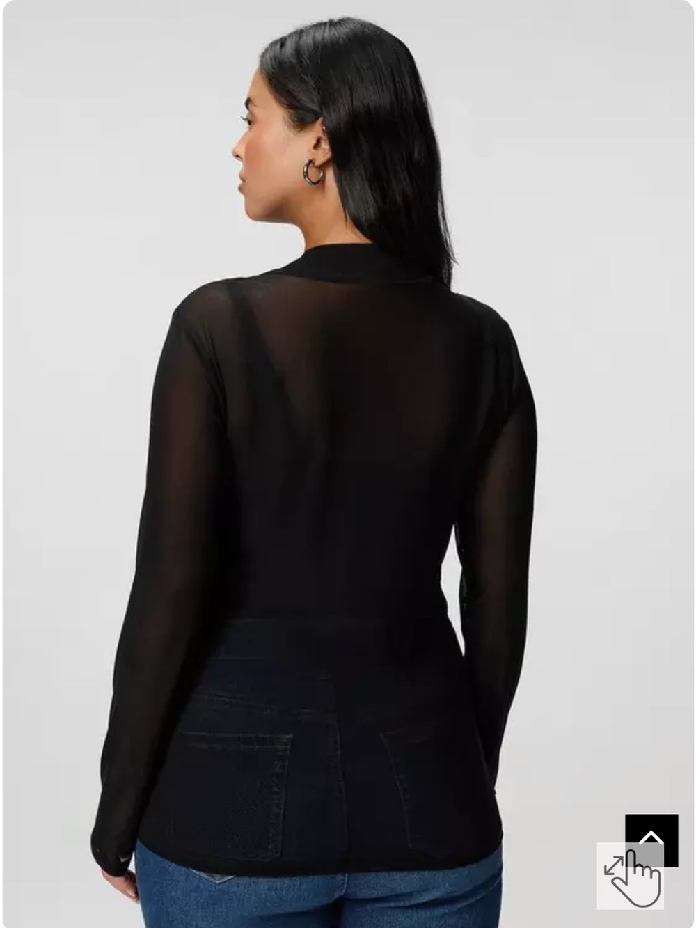 torrid nwt Black Sheer Long Sleeve mesh Mock Neck Tee shirt 00 M/L